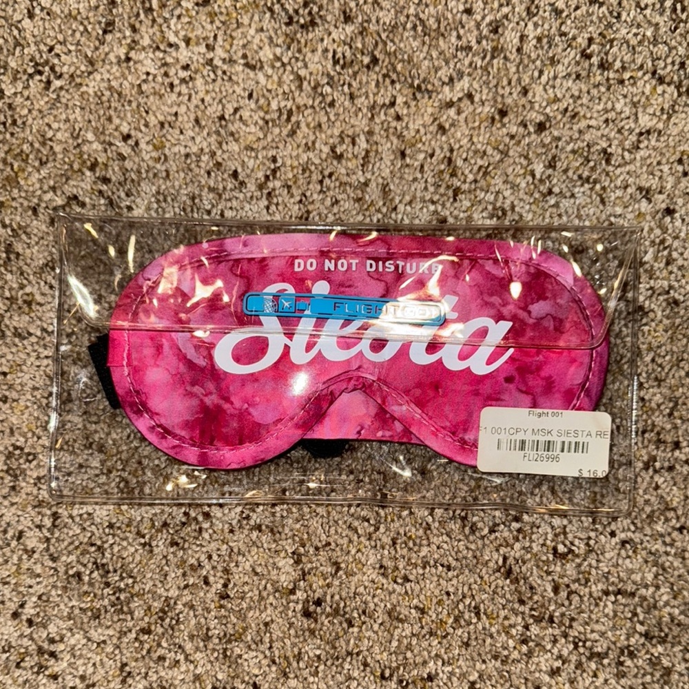 Pink Sleep Mask with 'Siesta' Print